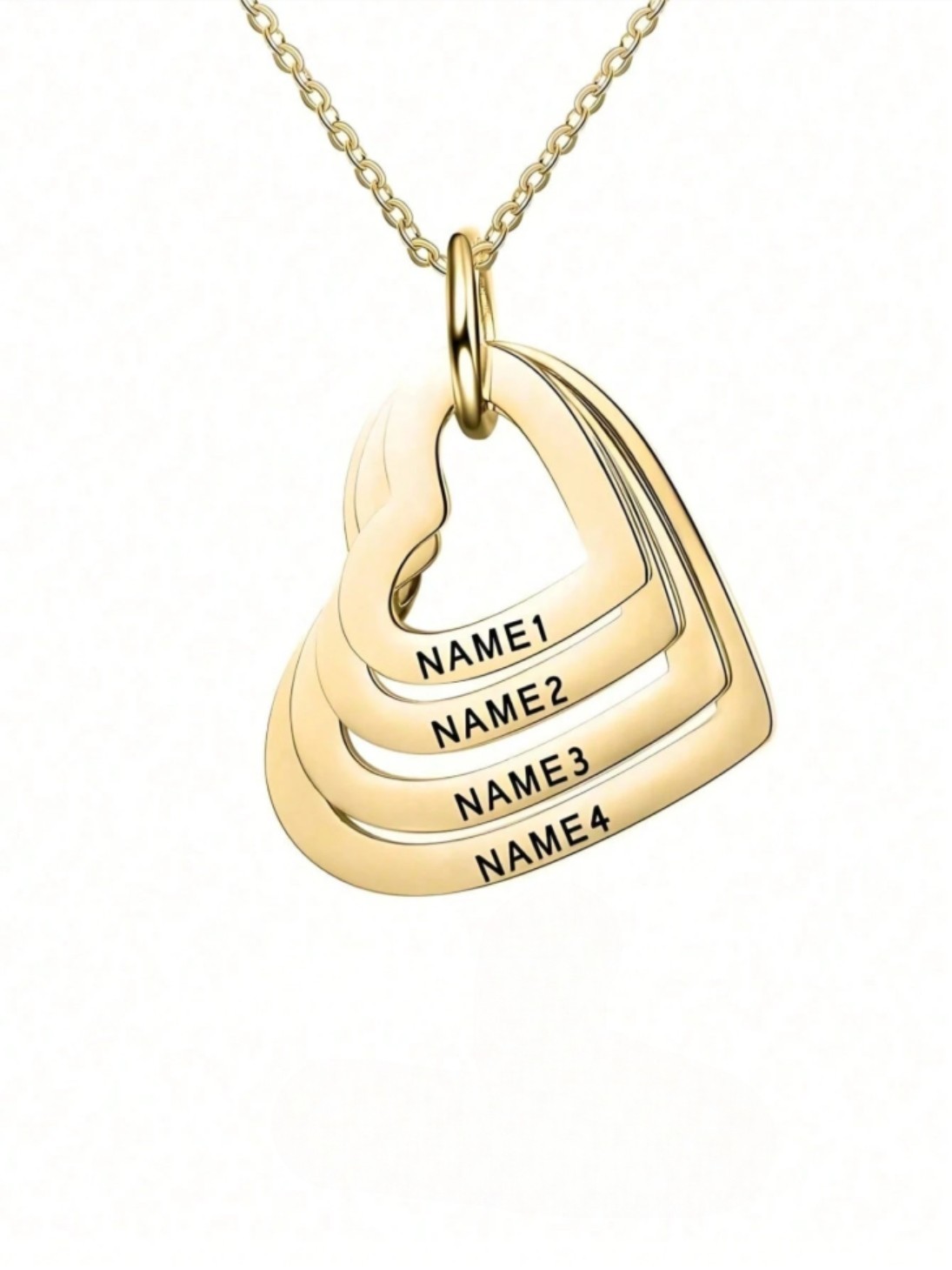 Personalized Heart Necklace Custom 1-4 Names Family Pendant Gift For Mom Her