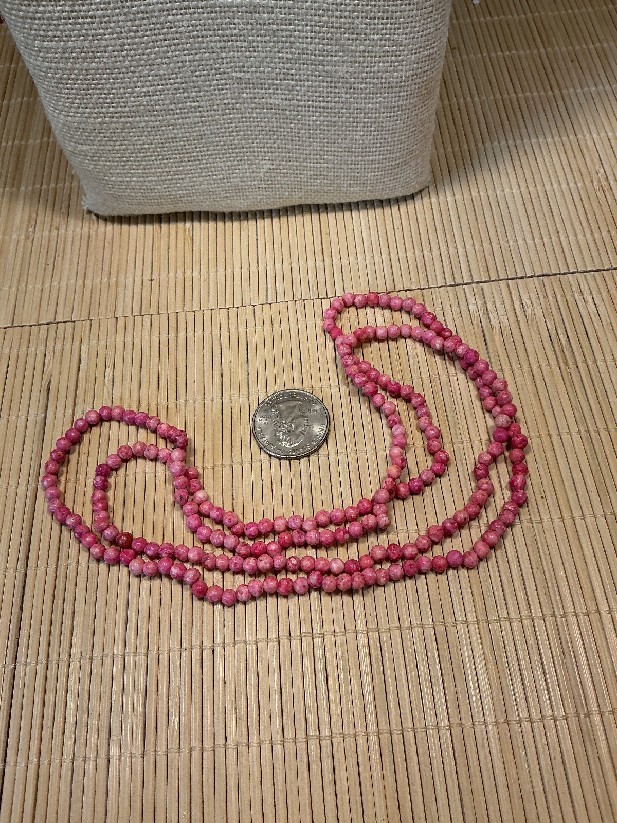 Fashion Necklace Salmon Pink Stone Beaded Strand Lot 104