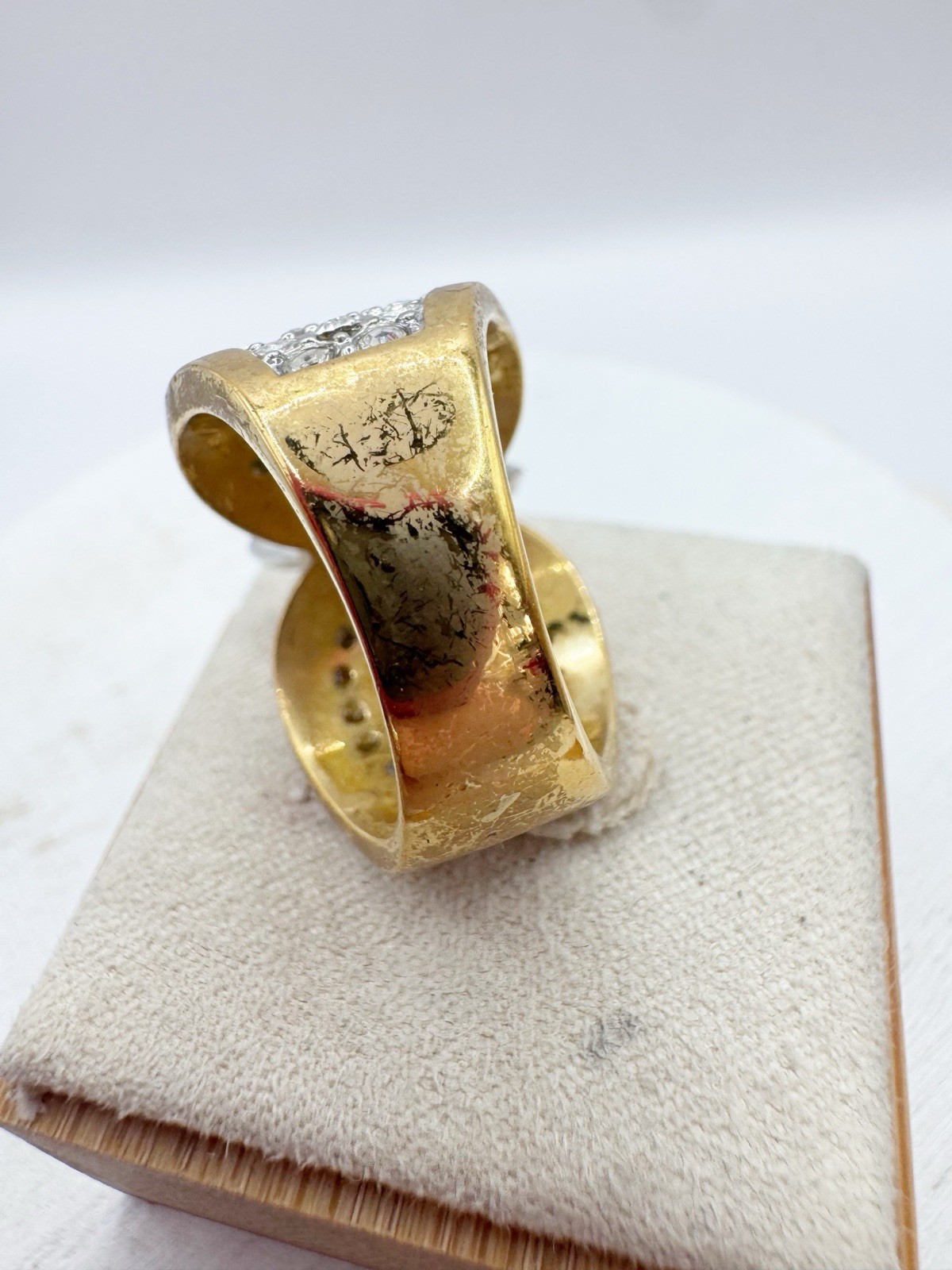 Palm Beach Jewelry Marquise Cut CZ Pave Gold Plated Cocktail Ring Wide Band 7