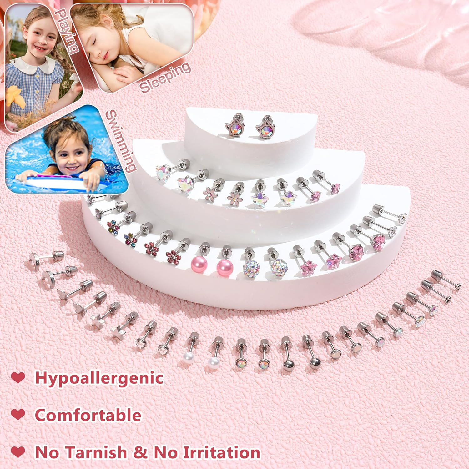 SAILIMUE 24 Pairs Hypoallergenic Screw Back Earrings