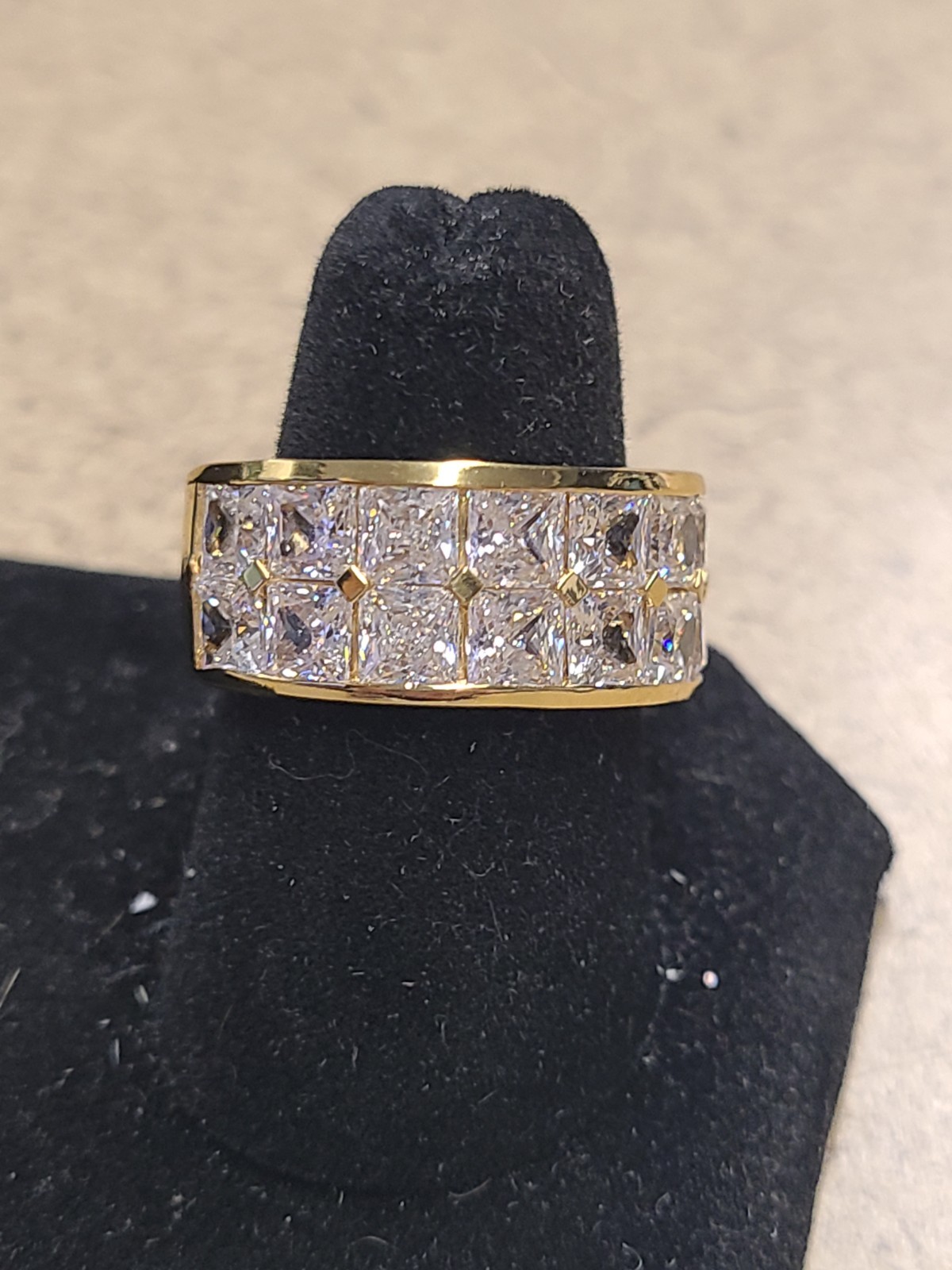 EverTrue Simulated Diamond Stackable Ring in 18K YG Plated Bronze (Size 7.0)