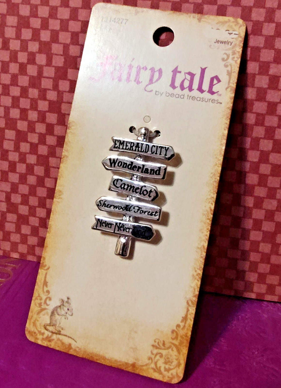 Bead Treasures FAIRY TALE DIRECTION SIGN CHARM 1PC Metal