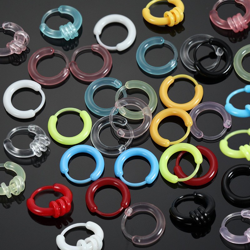 12/24Pairs Resin Hoop Earrings Clear Nose Rings for Sensitive Skin 12 Colors