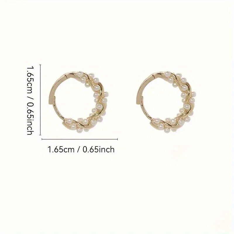Hoop Imitation Pearl Earrings Alloy Electroplate Twist Design Ladies Earrings