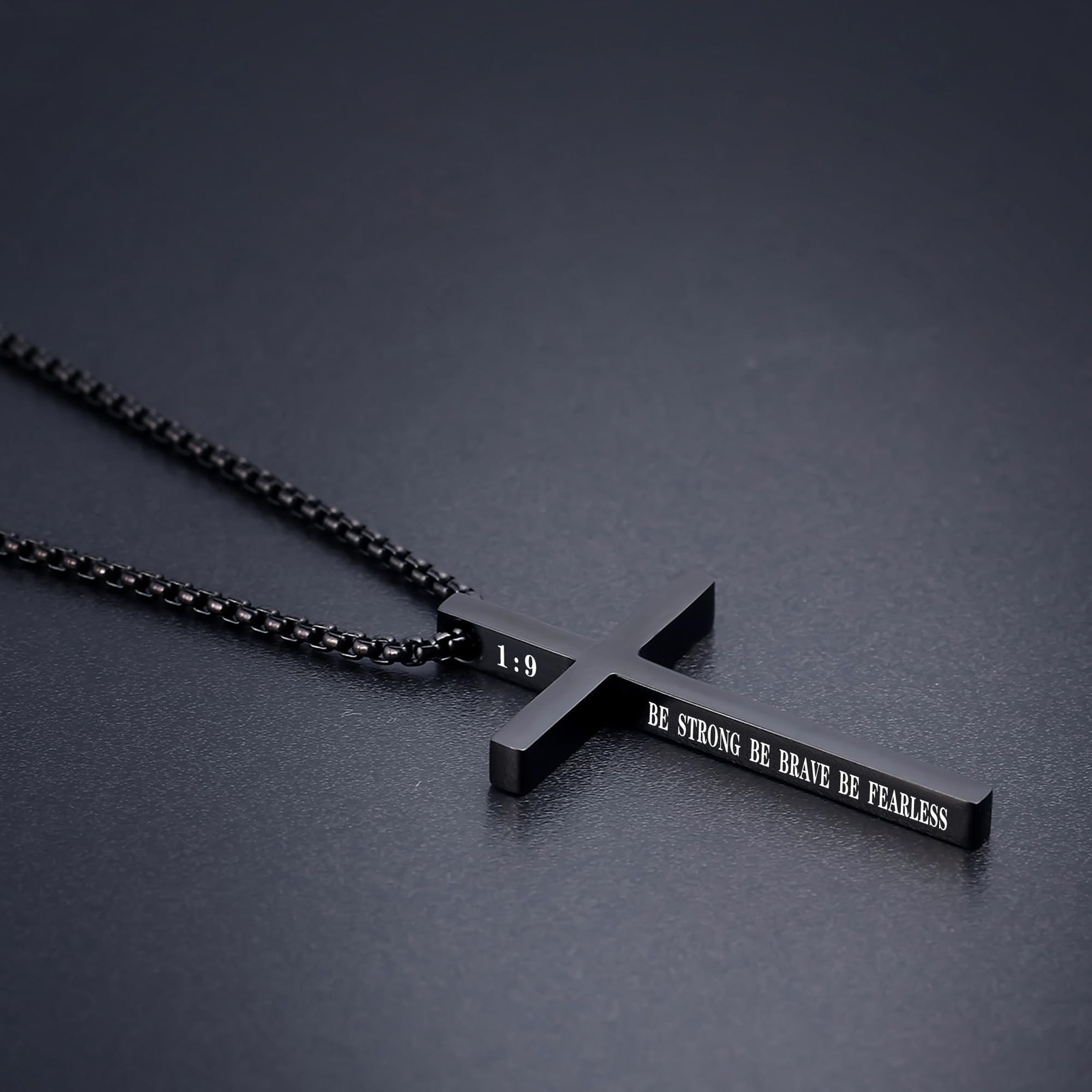 Cross Necklace for Men Christmas Gift Cross Pendant Strength Bible Verse Stainle