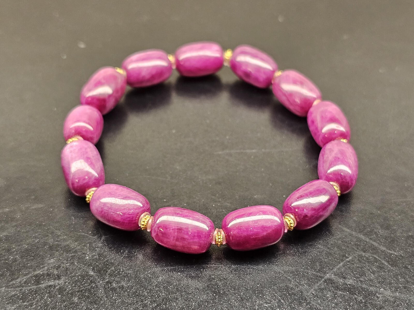 Top Quality Rare Ruby Zoisite Crystal Beads Bracelet With 18k Spacers 8.2mm