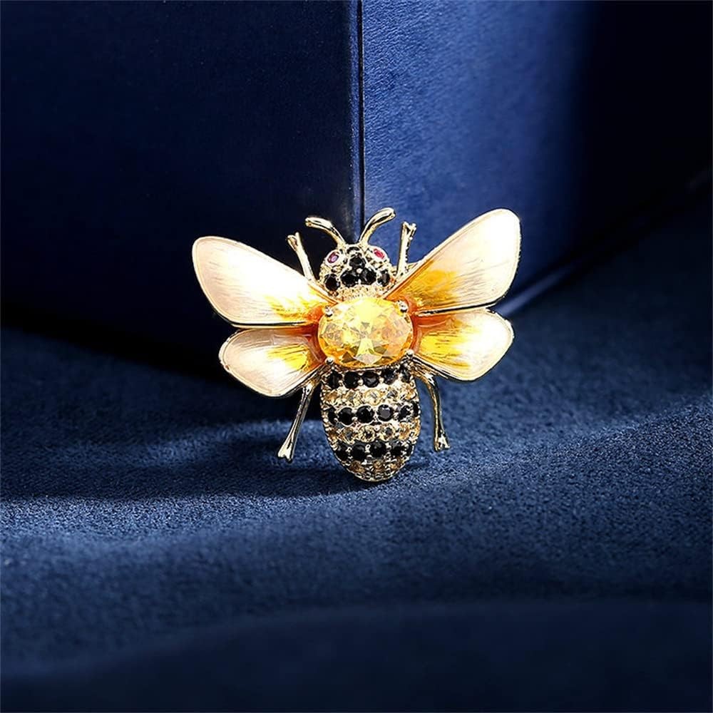 Rhinestone Bee Brooch Pin for Women Girls Fashion Cute Yellow Black Crystal Hone