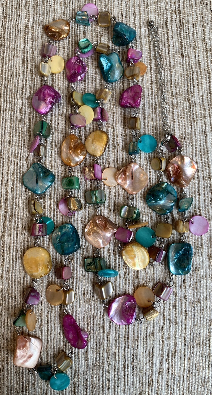 NWT Croft & Barrow Multi Color Sparkly SHELL Extra Long Statement Necklace $36