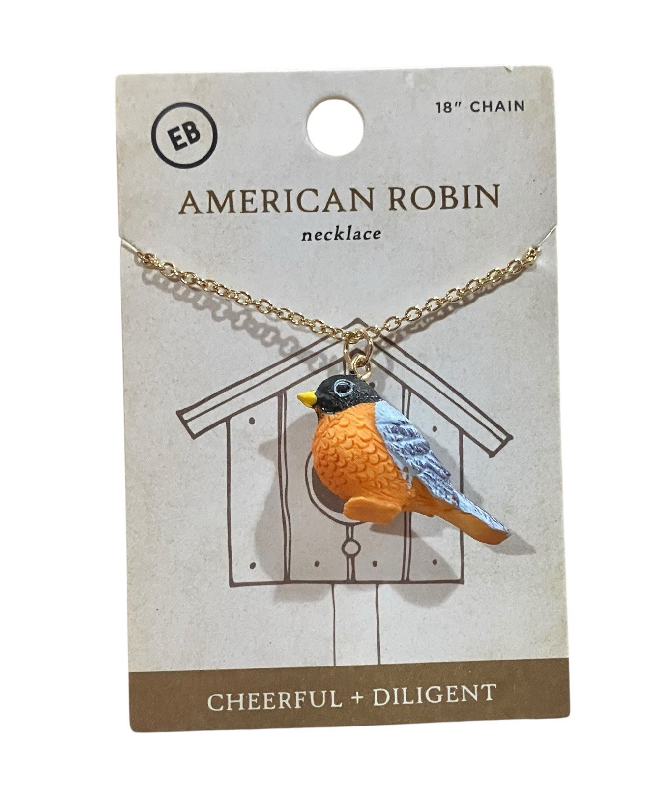 3D Bird Robin Necklace 18” Chain Gift For Her