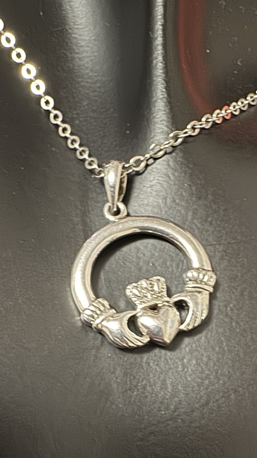 VTG Sterling Silver Lovely Irish Claddagh Set•Necklace•Earrings•Ring• 3PieceSet•