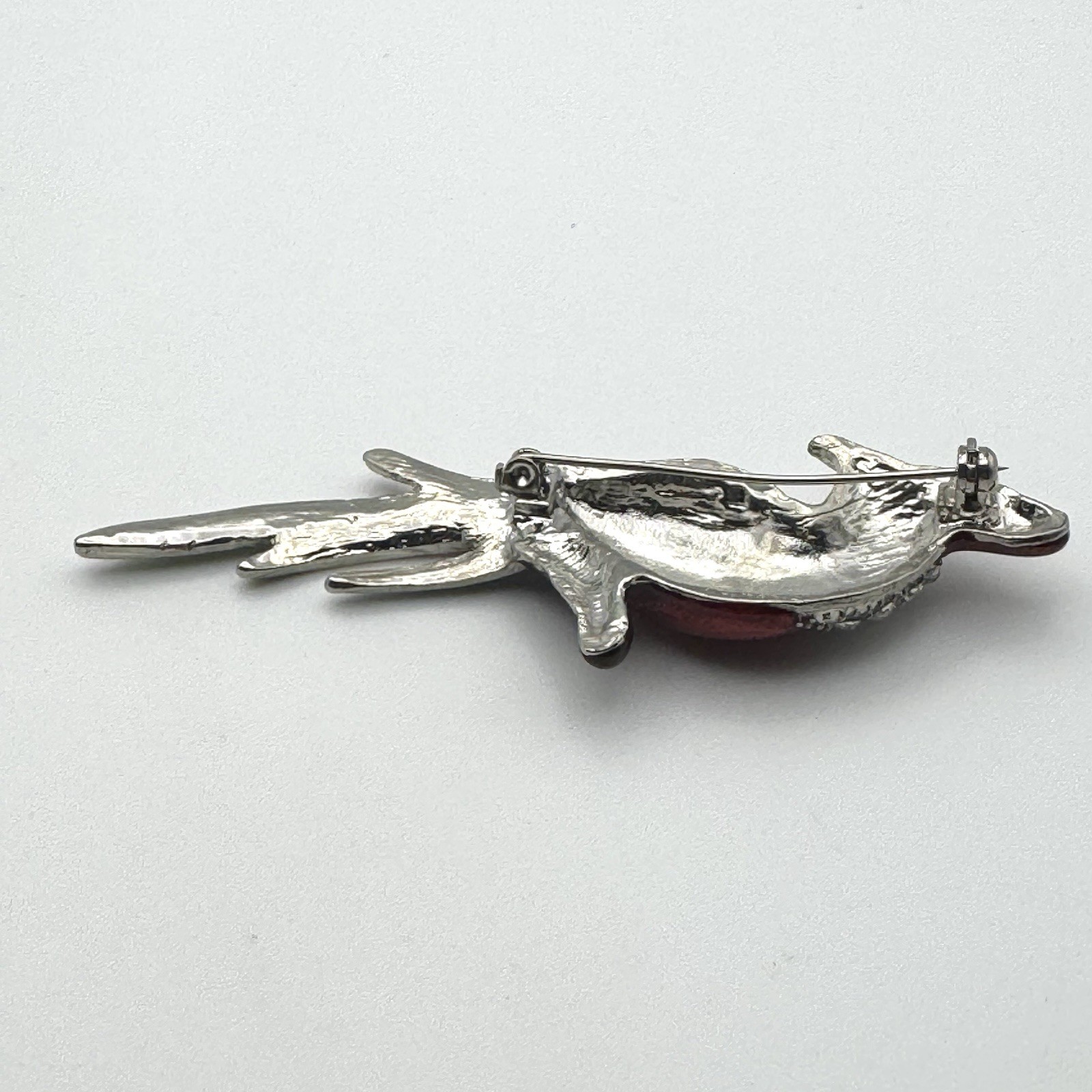 Silvertone Multicolor Enameled Rhinestone Parrot Bird Metal Brooch Pin