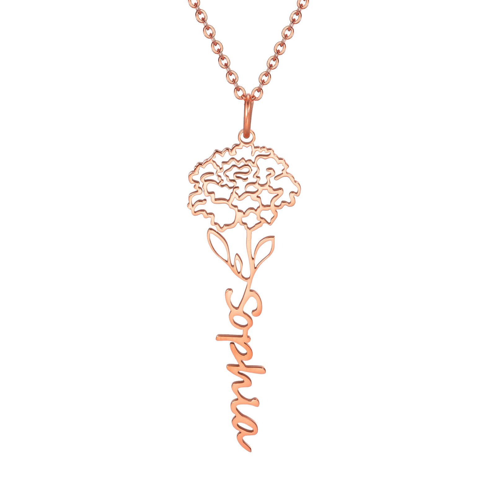 Birth Flowers Necklaces Name Personalized Pendant Gold Silver Gift Christmas Mom