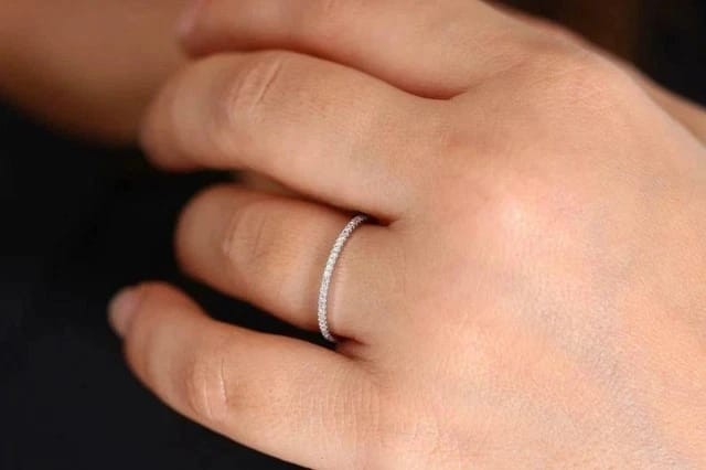 0.50Ct Lab Created Diamond Half Eternity Wedding Band Ring 14K White Gold Plate