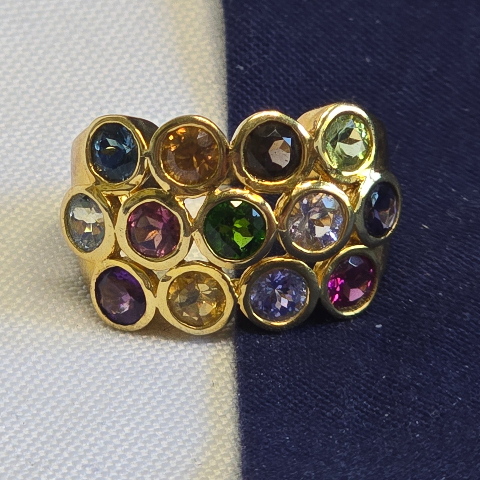 Sterling Silver Ring 6.49g Fine Jewelry Size 8 Band Multicolor Stones *READ*
