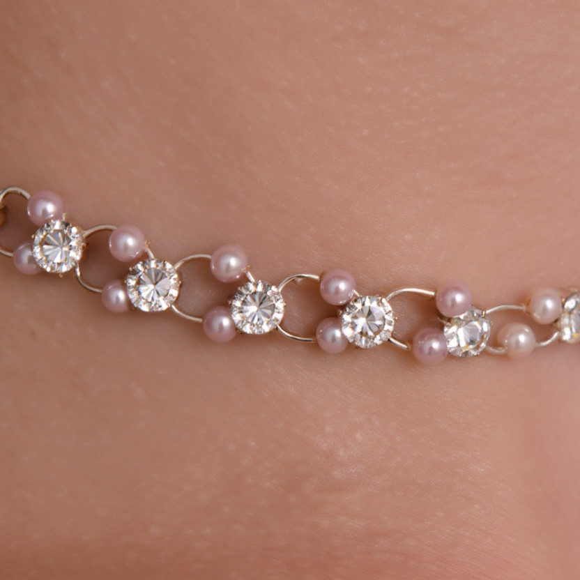 Silver-Tone Pearl Crystal Choker Necklace Women Bridal Elegant Wedding Gift