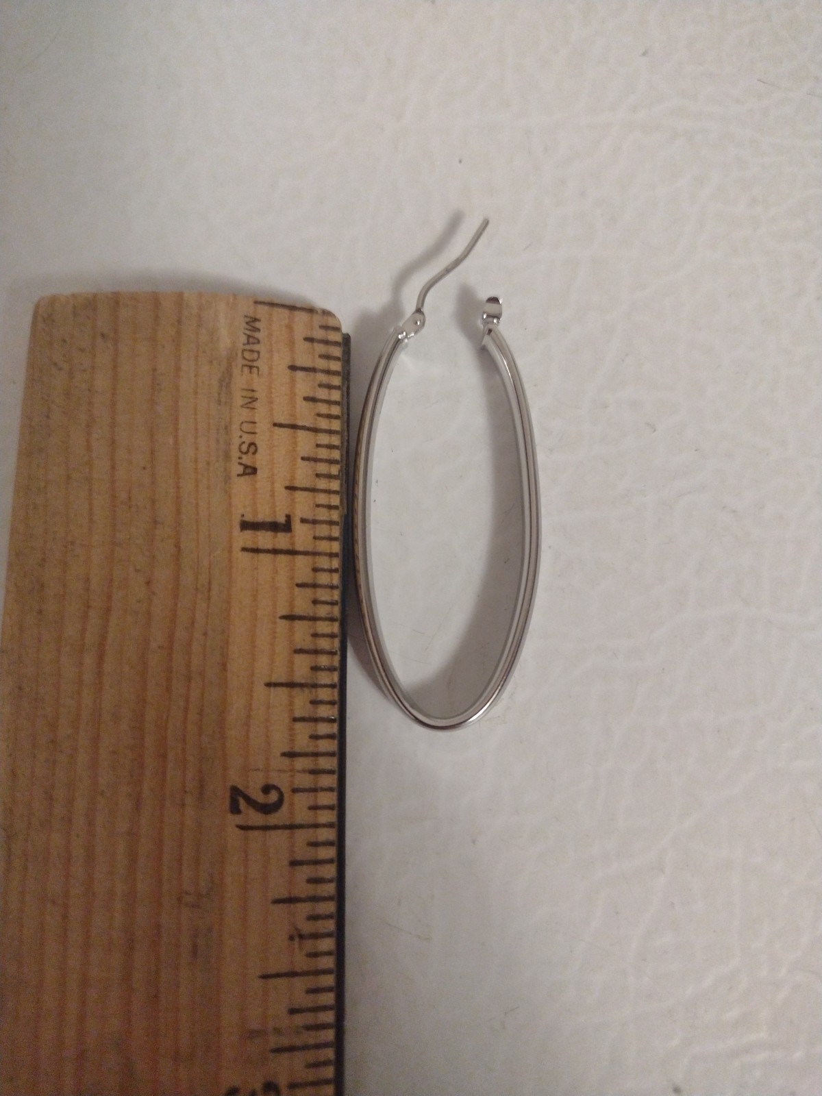 Bellezza Itaor 925 Silver Over Bronze Elongated Oval Hoop Earrings 1-3/4″ Italy