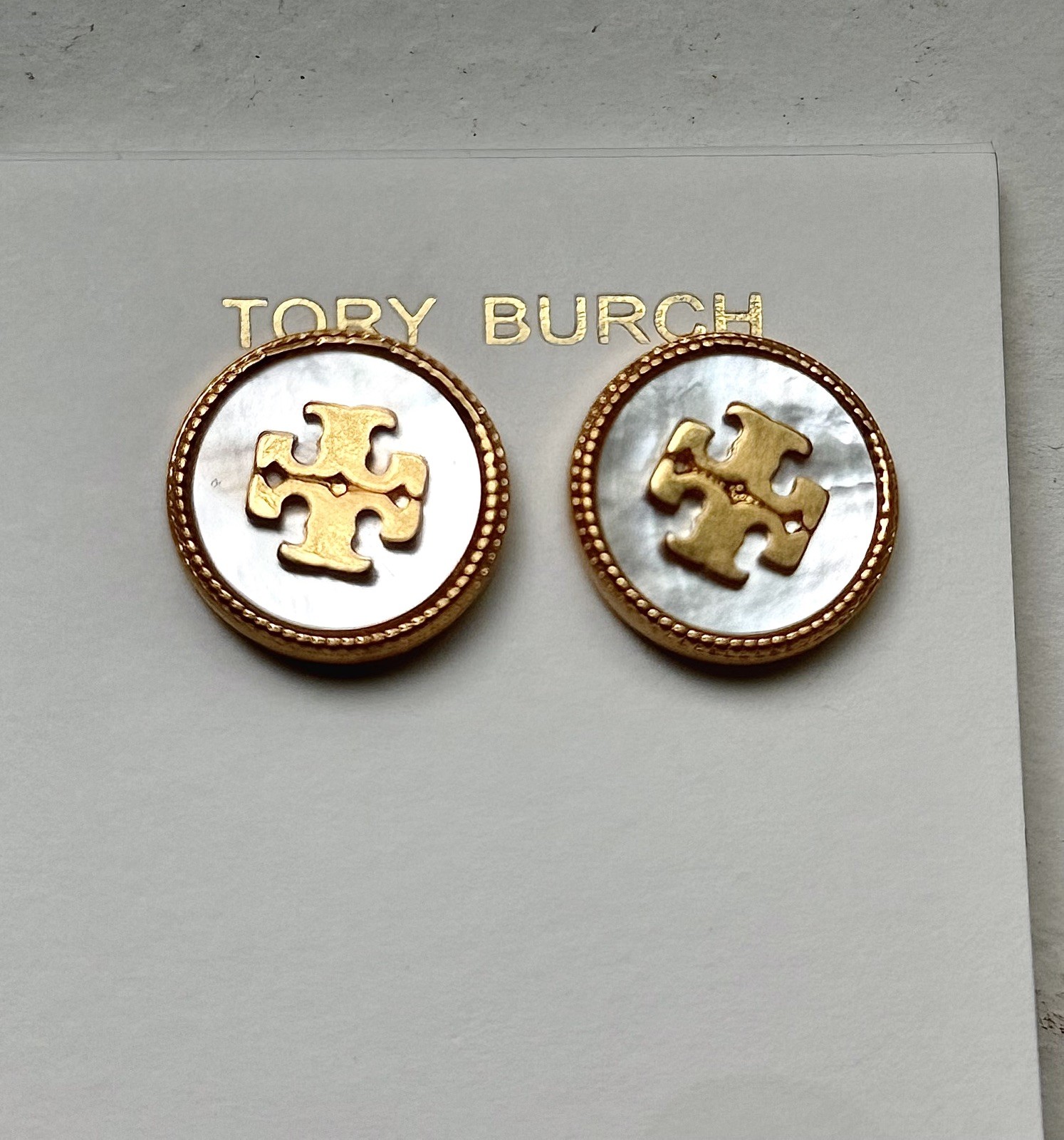 Tory Burch Semi Precious Logo Stud Earrings Style 33456 New large gift sexy