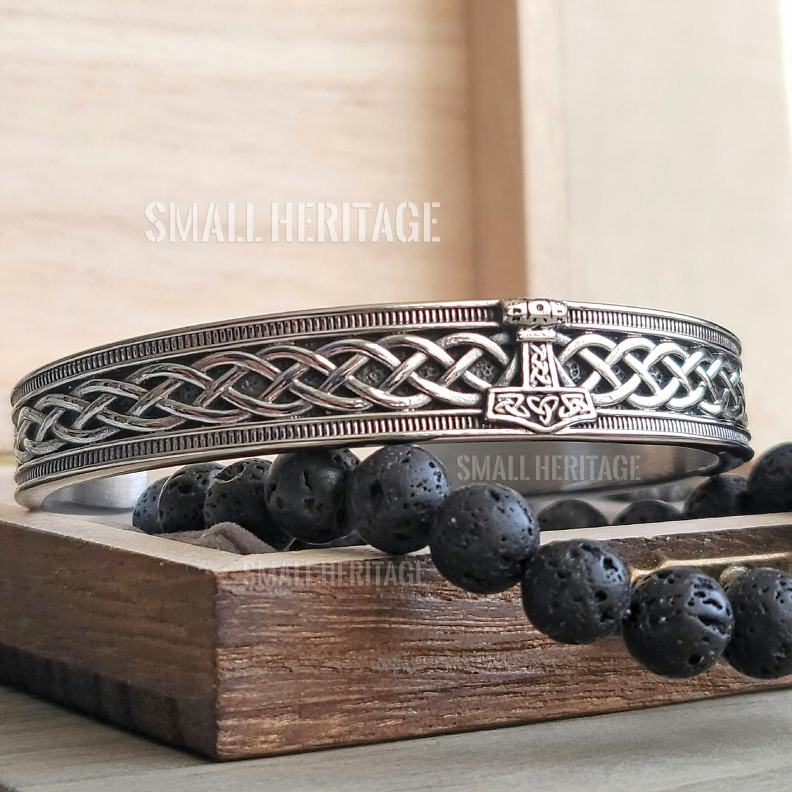 Stainless Steel Viking Cuff Norse Bracelets Celtic Bangle Viking Gift Box Odin