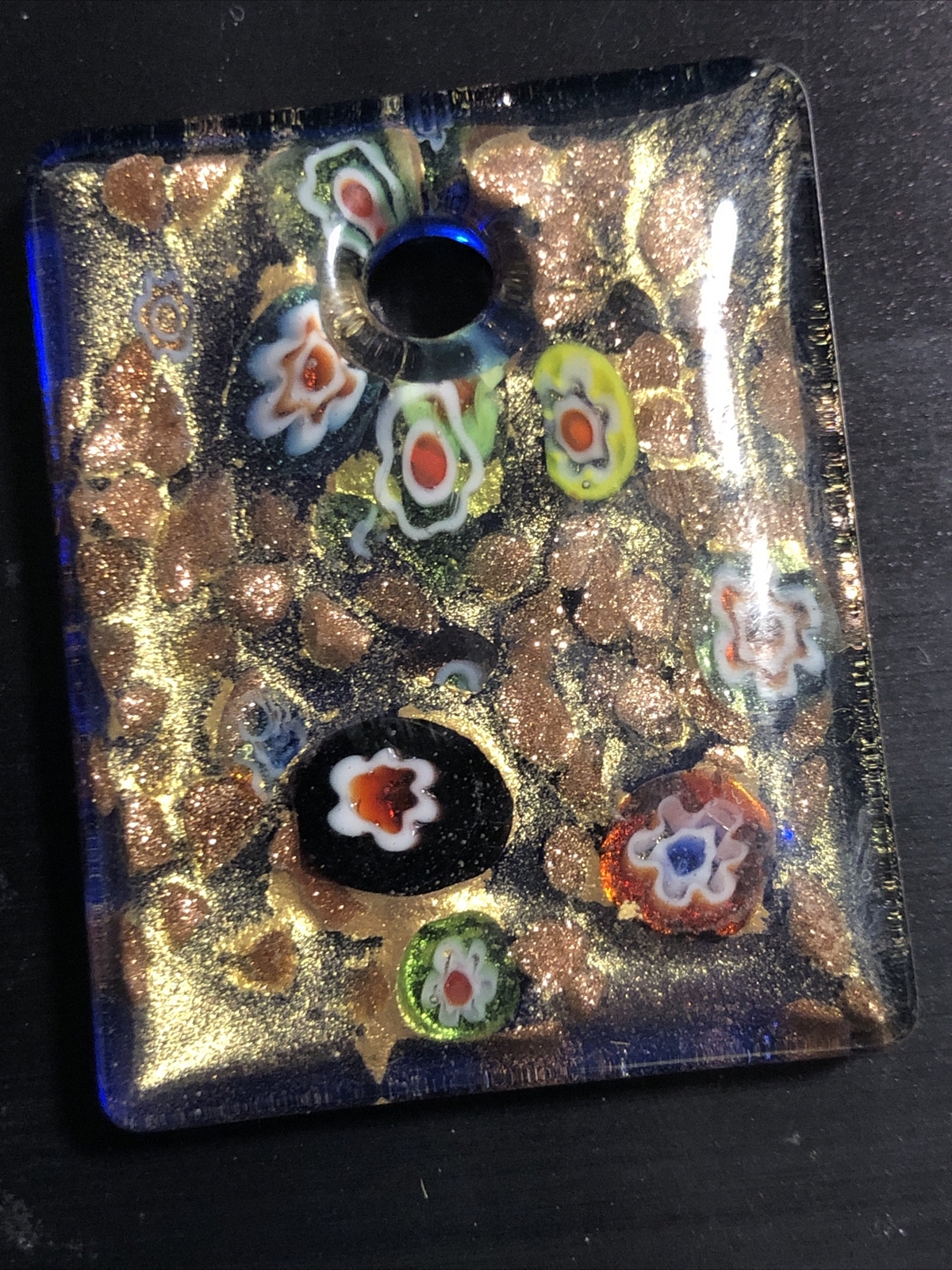 Vintage Glass pendant Art Deco Murano ￼Style Art Glass Milifiroie 3.5 X4.2 Cm