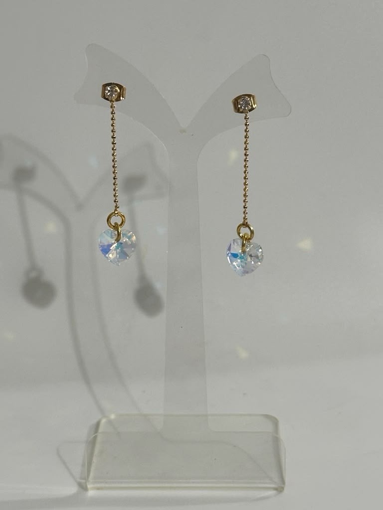 Luxury Swarovski Crystal Heart Drop Earrings Gold Tone Rhodium Plated Jewelry