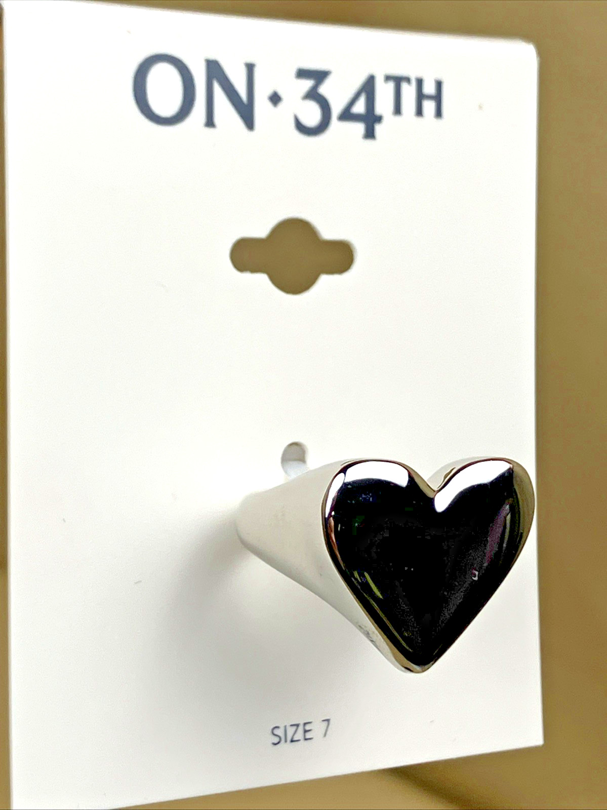 On 34th Silver-Tone Heart Statement Ring Asst. Sizes NWT Orig. $39.50