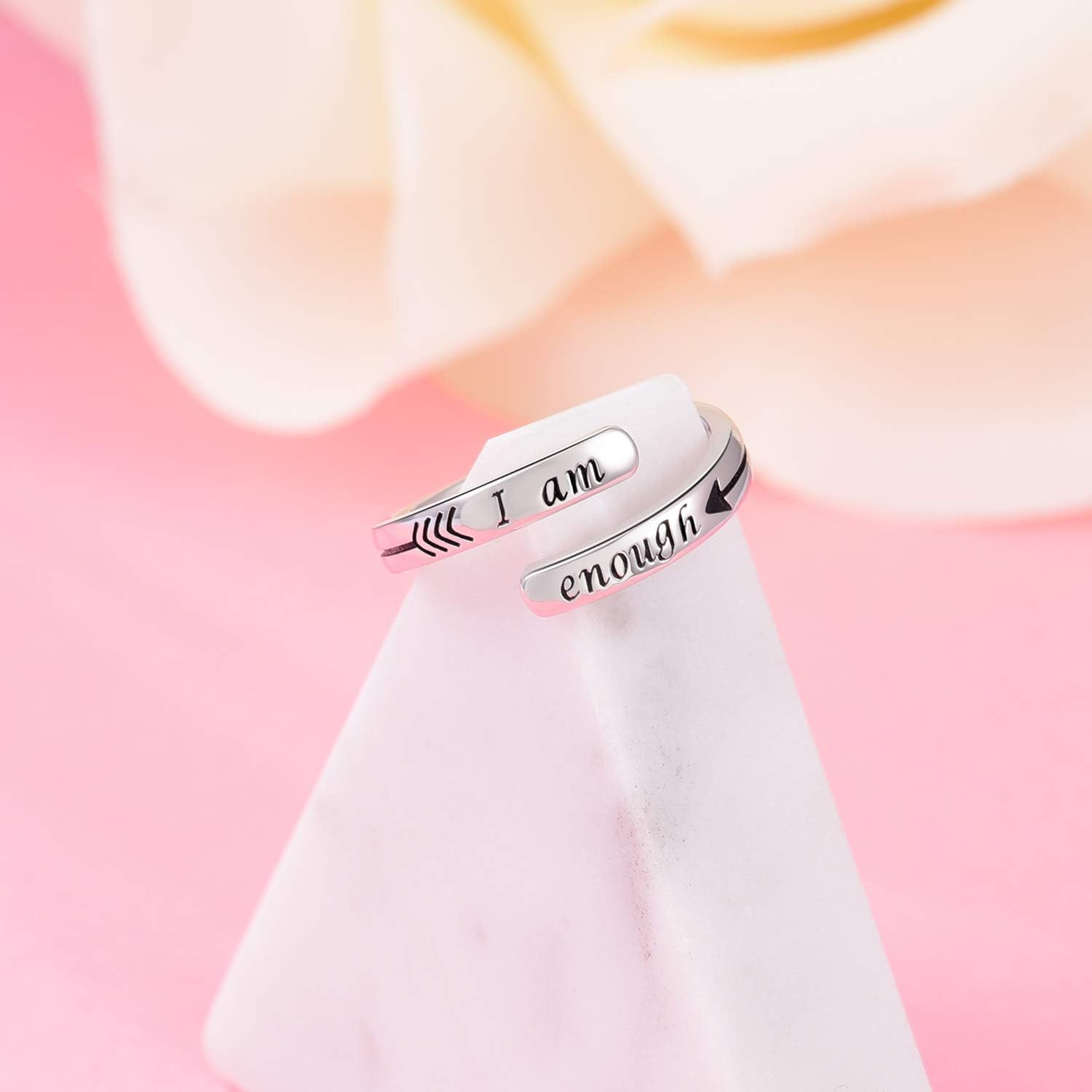 Silver Adjustable Ring Inspirational Jewelry S925 Sterling Wrap Open Ring for Wo