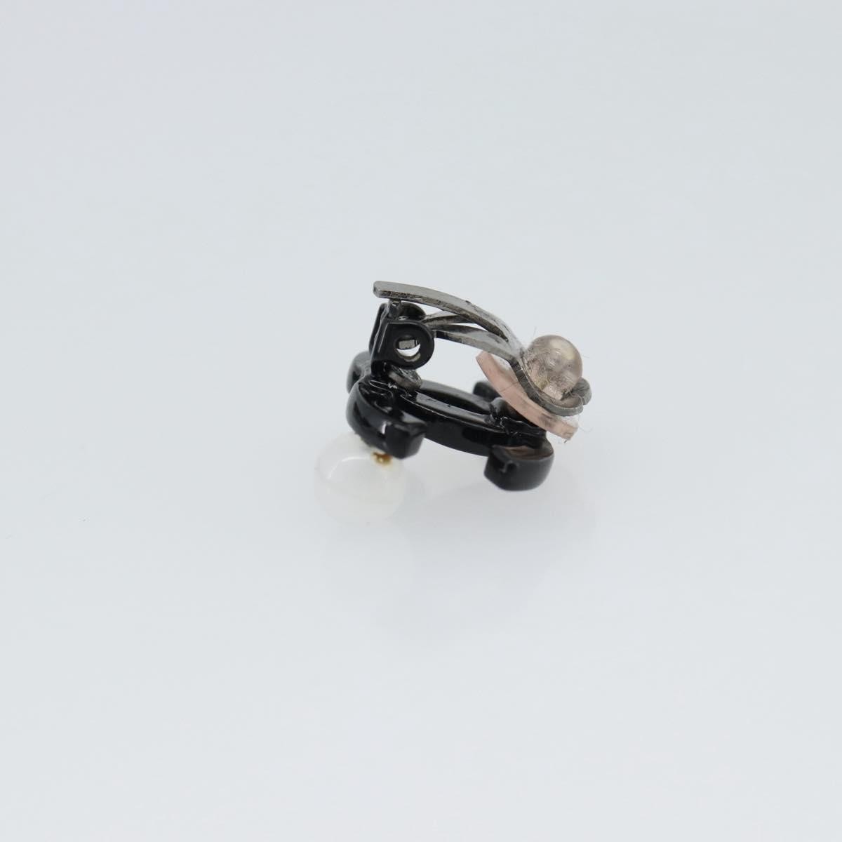 CHANEL COCO Mark Earring Metal Black CC Auth 189989A