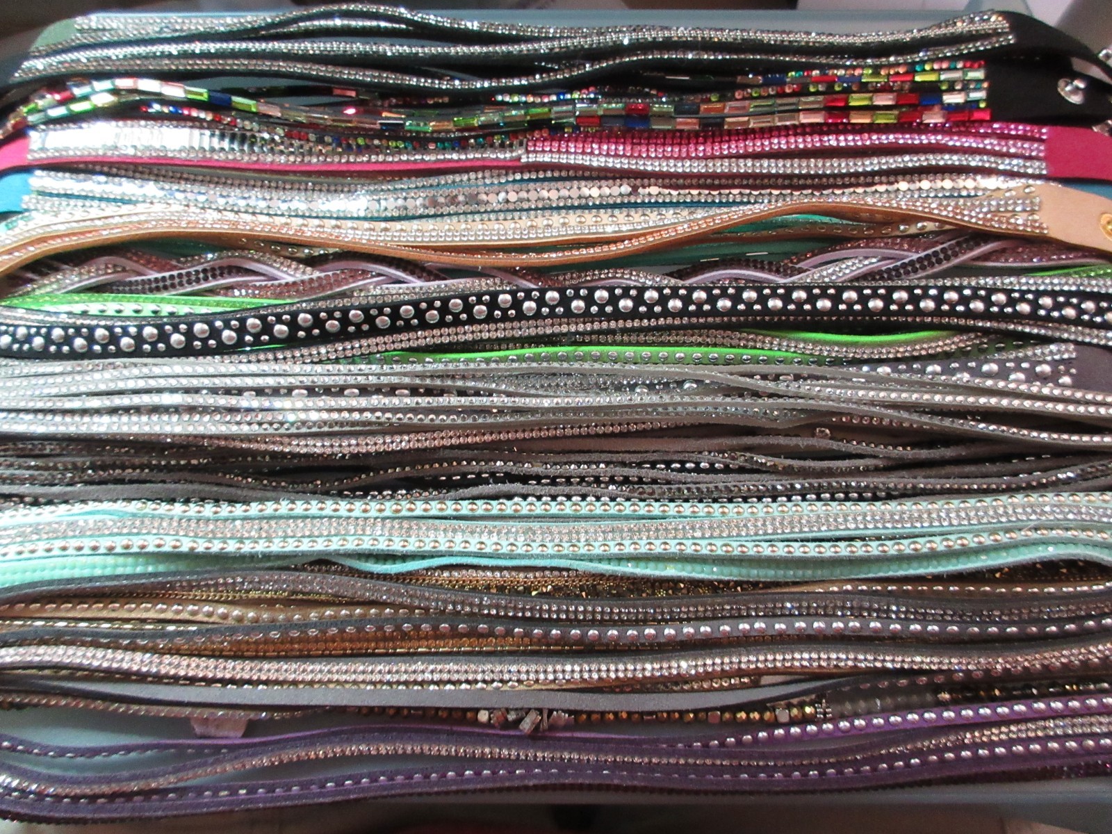 Lot 24 Assorted Double Wrap Bracelets Styles Colors Crystals Vary 7.5″ Adjust B