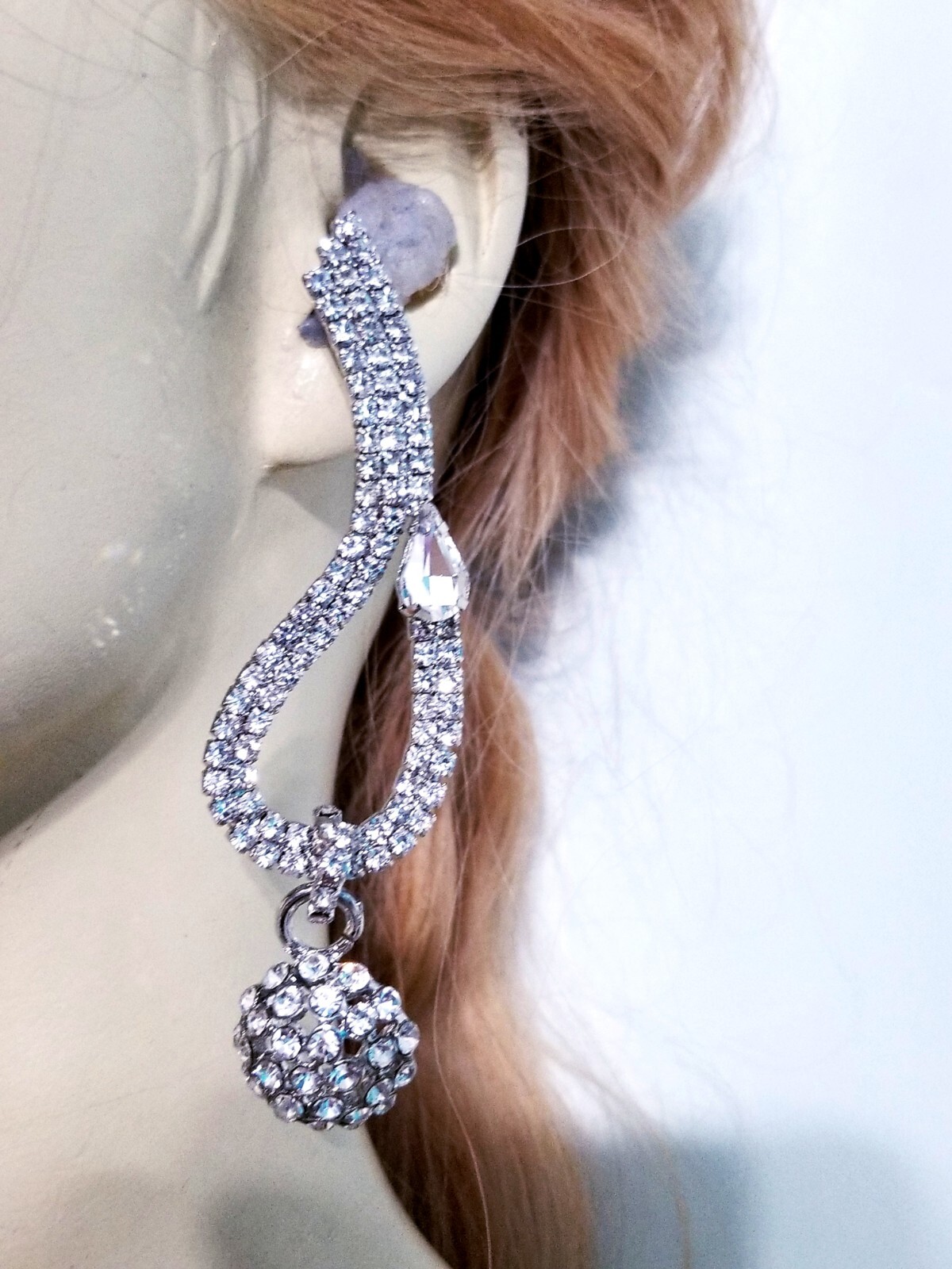 Bridesmaid Drop Dangle Chandelier Earrings 3.9 in Clear Rhinestone Pageant Prom