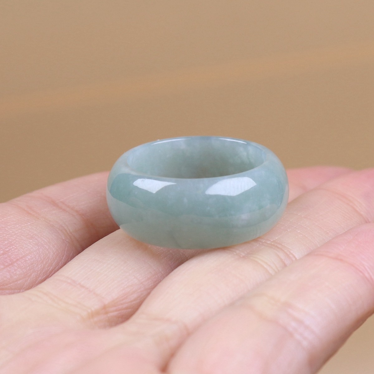 Certified Green 100% Natural A Jade jadeite 19.2 mm Ring US 9.3 # 戒指 42455a