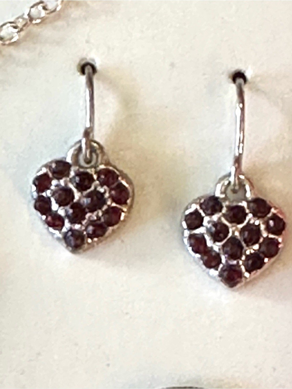 NIB January Garnet Heart Necklace & Earring Set