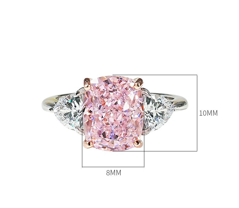 4ct Luxury Pink Diamond Radiant Ice Cut 18K Gold Vermeil Ring, Lab Grown Diamond