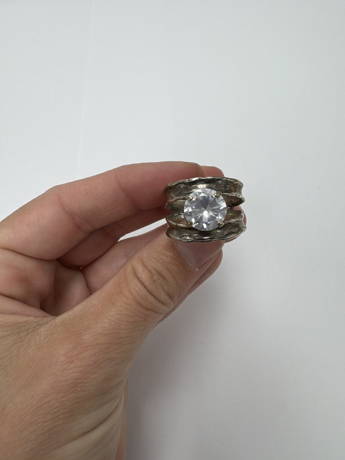 Noa Zuman Israel 925 Sterling Silver CZ Ring Size 9.5