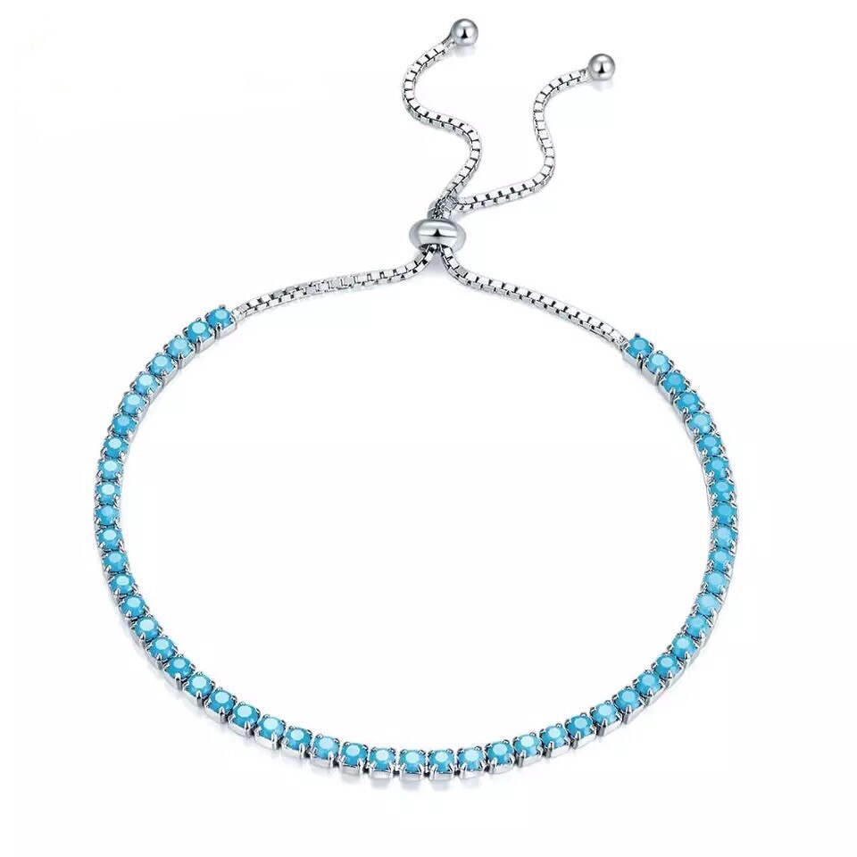 ZARD Turquoise Blue CZ Tennis Bolo Bracelet