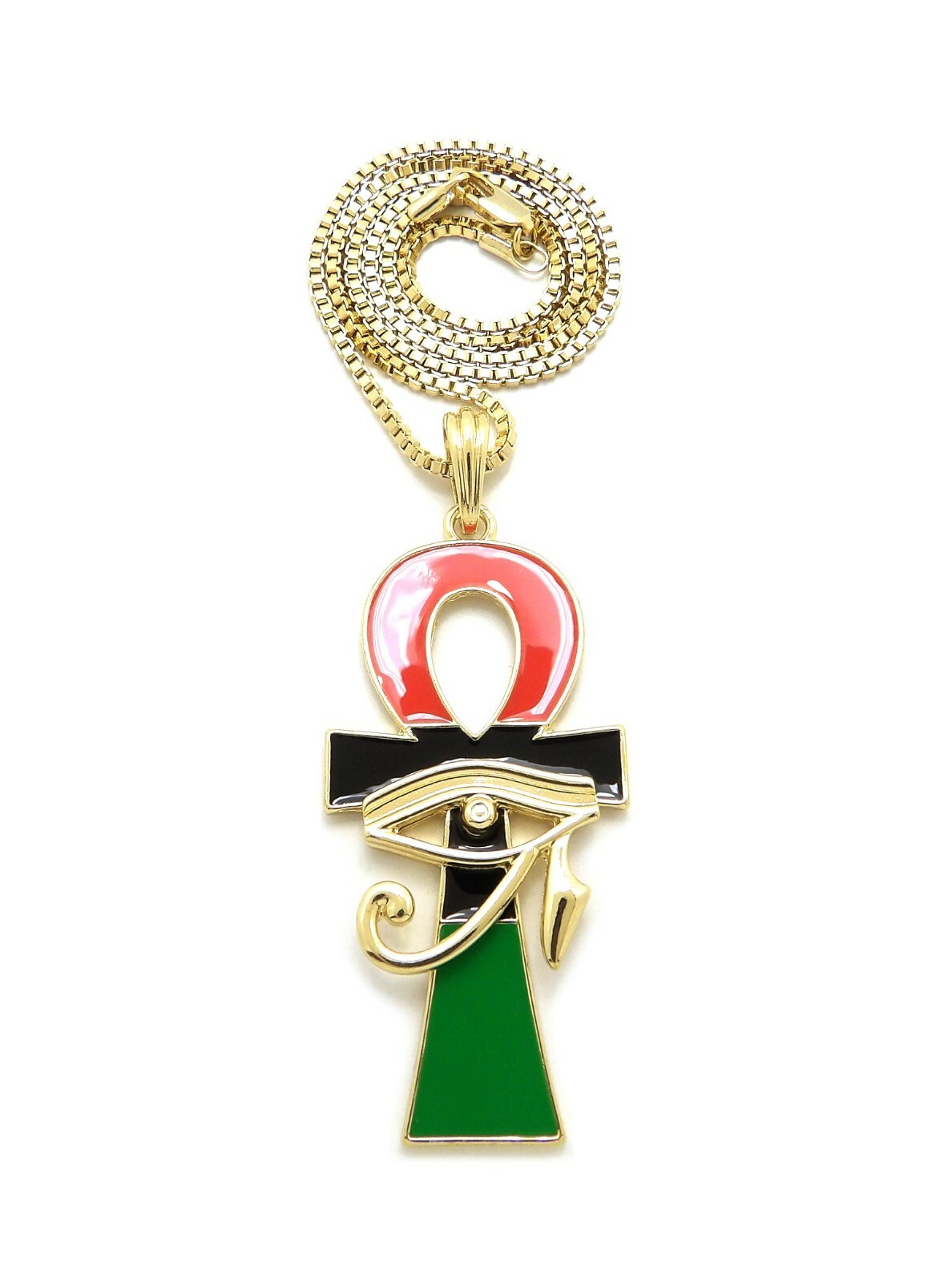 Eye of Horus on Ankh Pendant 18″,20″,24″ Box, Cuban, Rope Chain Necklace XSP830