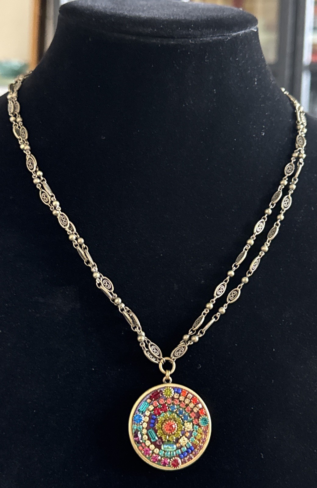 Michael Golan Necklace With Multi Color Crystal Pendant