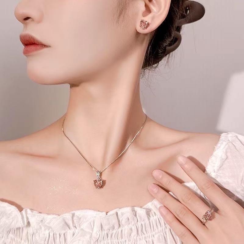 Wedding Bridal CZ Jewelry Set Zirconia Necklace Earrings Set