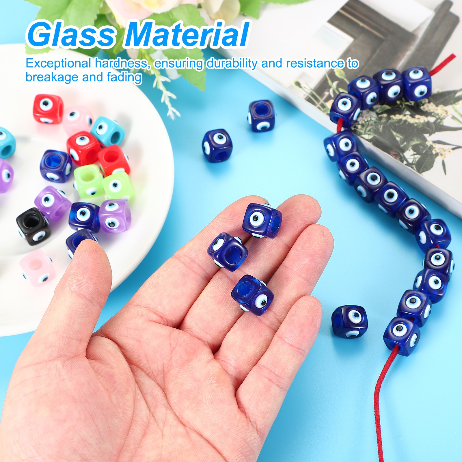 12mm Evil Eye Beads, 10 Pcs Large Hole Turkish Evil Eye Charm, Light Green