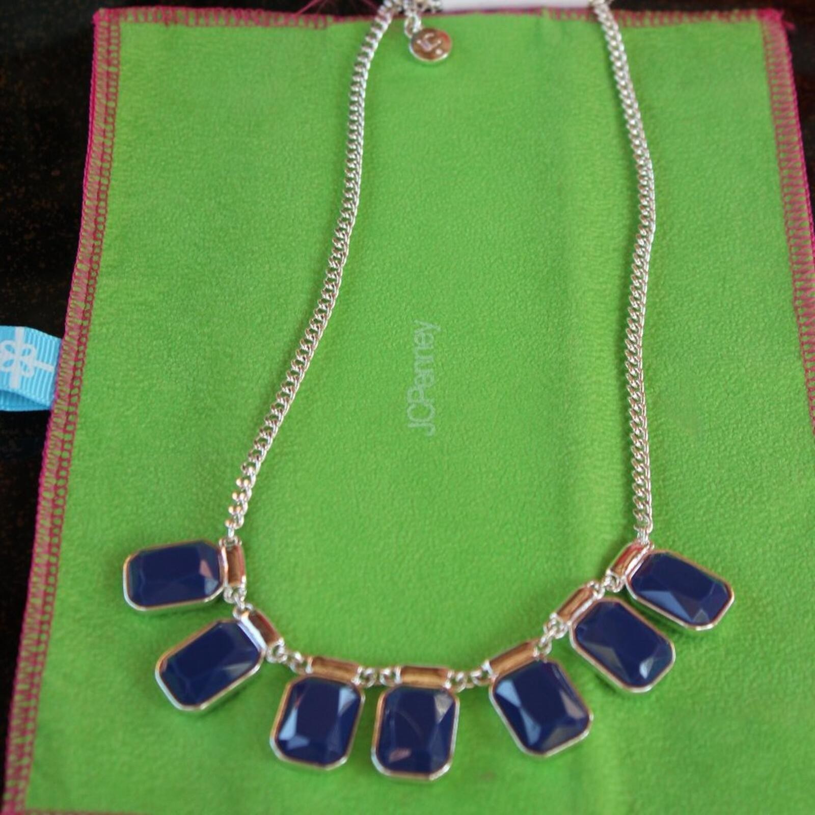 Liz Claiborne Navy Blue & Silver Necklace