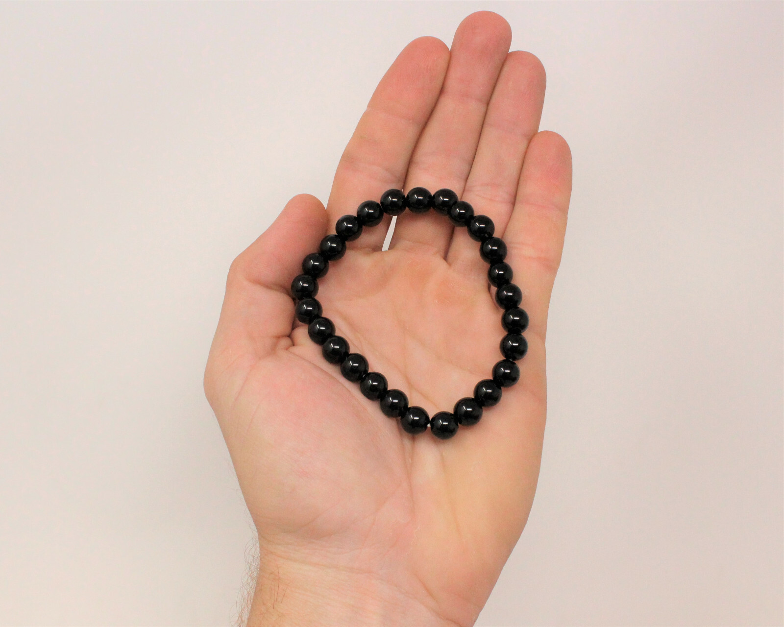 Black Obsidian Bead Bracelet: 8 mm Round Crystals (Obsidian Stretch Bracelet)