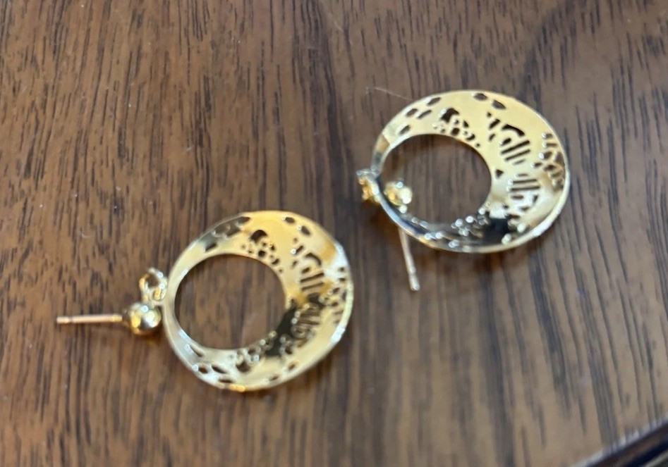 2 Sets Of Pierced Gold Plated Earrings. Excellent Condition.