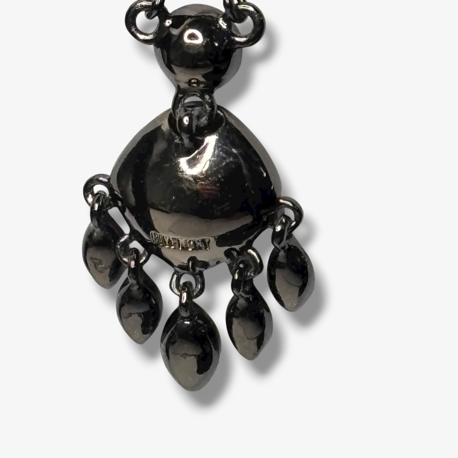 Givenchy 2010s Gunmetal Necklace Acrylic Lavender Drops Modern Gothic Couture