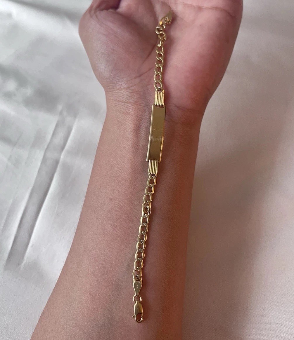 10K Solid Yellow Gold Children’s ID Bracelet 18.2 cm (7.2”) Curb Link Lobster Cl