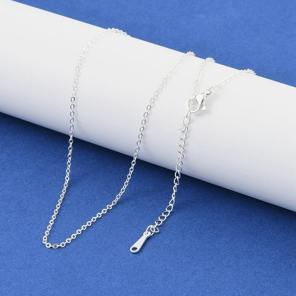 925 Sterling Silver Plated Cable Chain Rolo Chain Necklace Extender N4