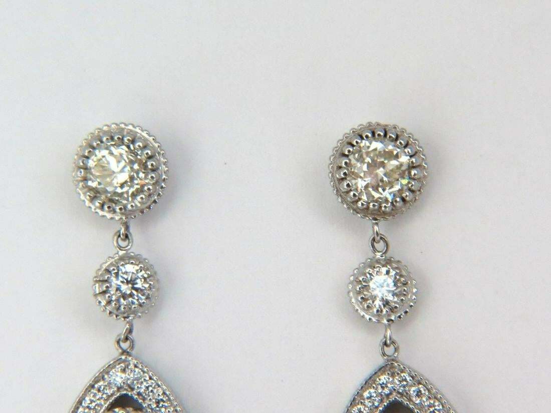 Elegant Very Long Chandelier 36.18CT Pink Sapphire & White CZ Women’s Earrings