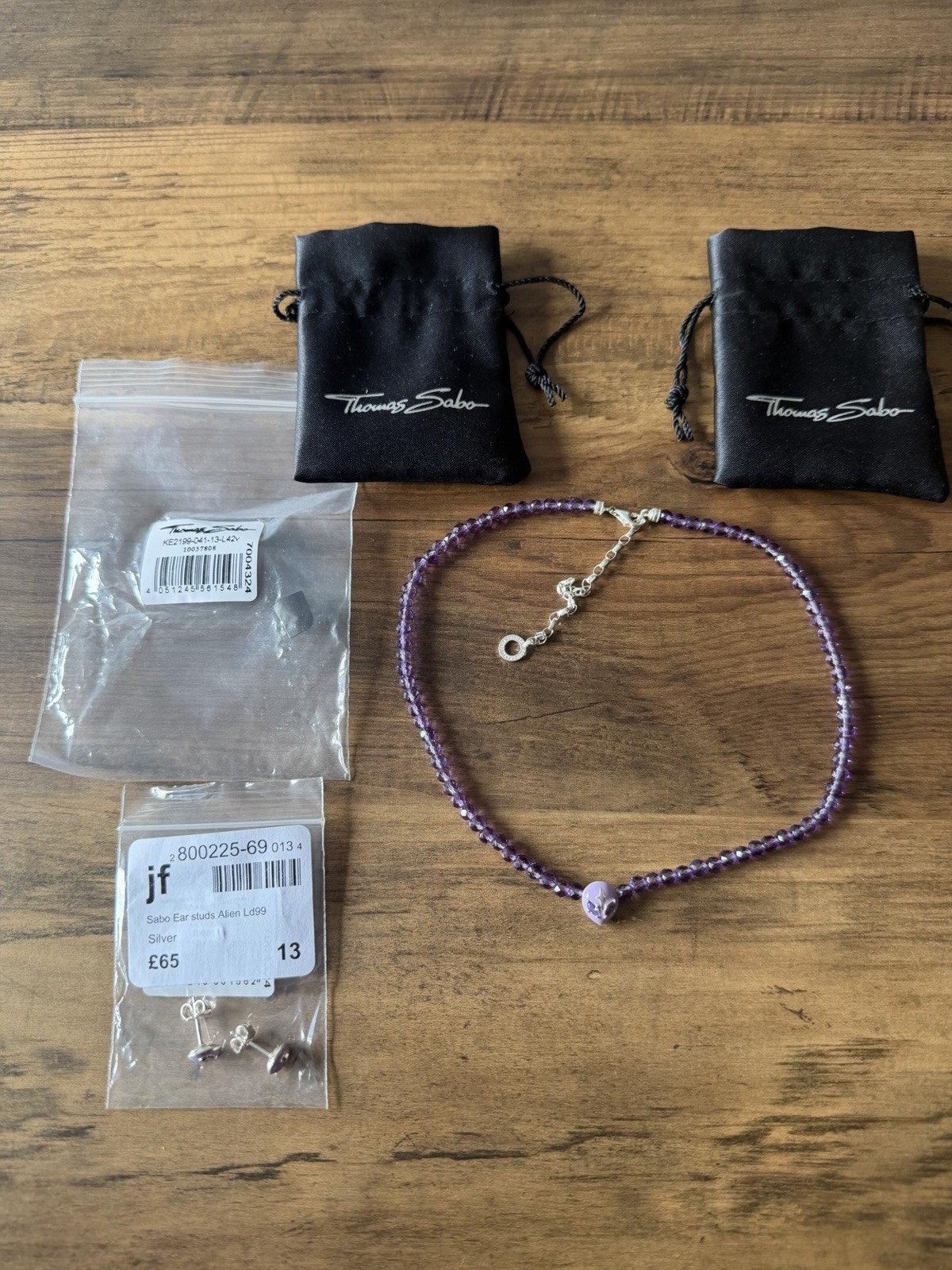 Thomas Sabo Cosmic Alien Jewellery Set 925 Sterling Silver Glow In Dark Tags
