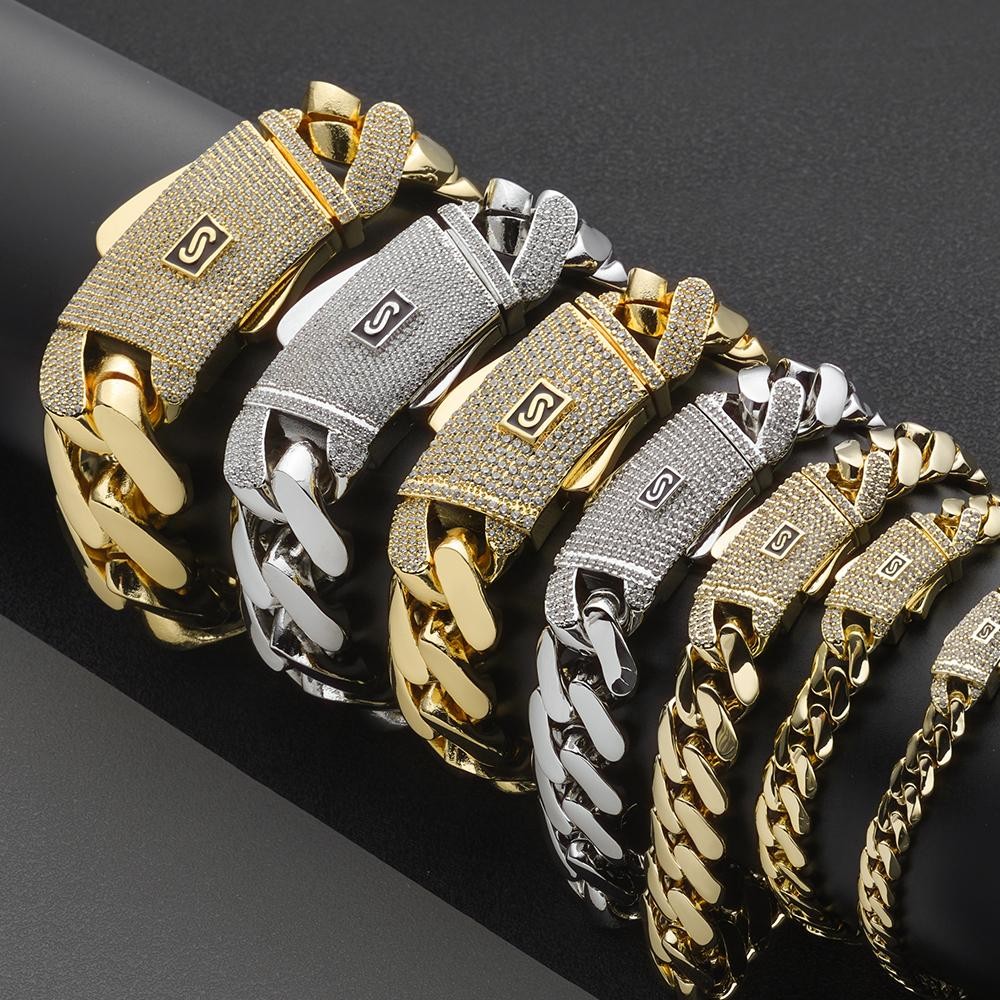 6/8/10/12/15/20mm Cuban Chain Necklace Hip Hop 14k Gold Plating Bracelet Jewelry