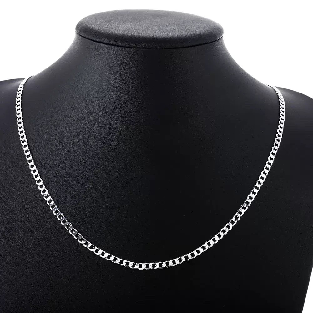 Stunning 925 Sterling Silver Filled 4MM Classic Curb Necklace Chain Wholesale