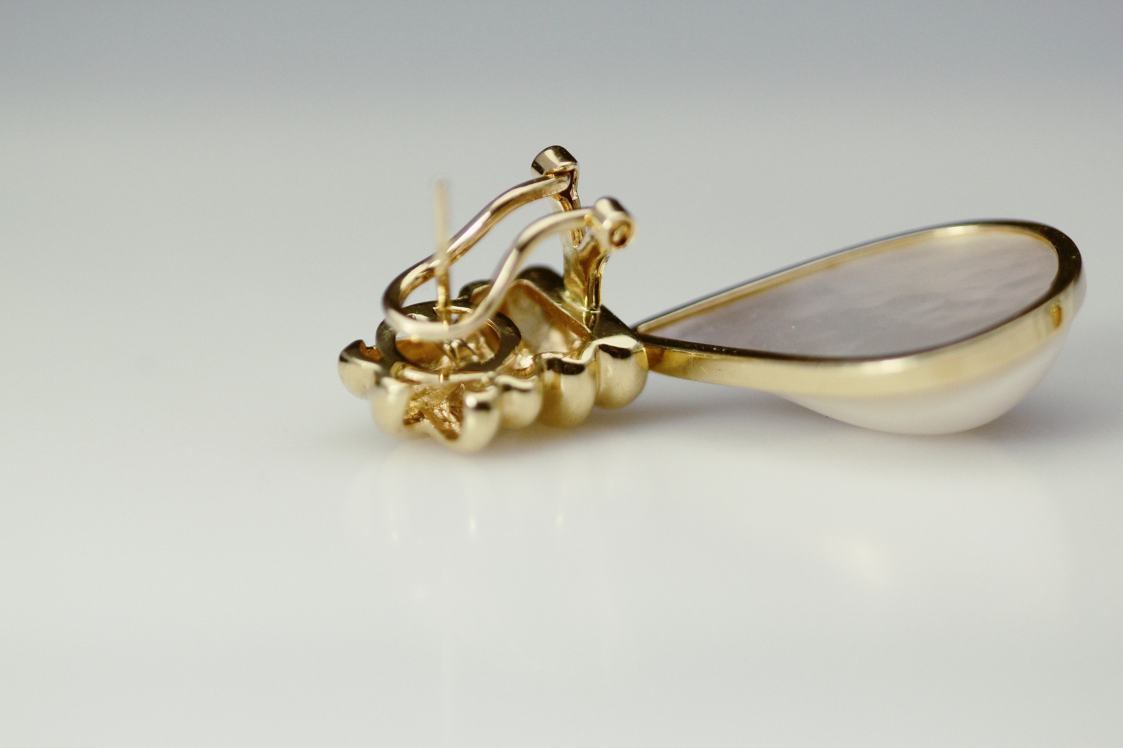 14K Yellow Gold Pearl Teardrop Dangle Earrings 13.3 grams (EAR5725)