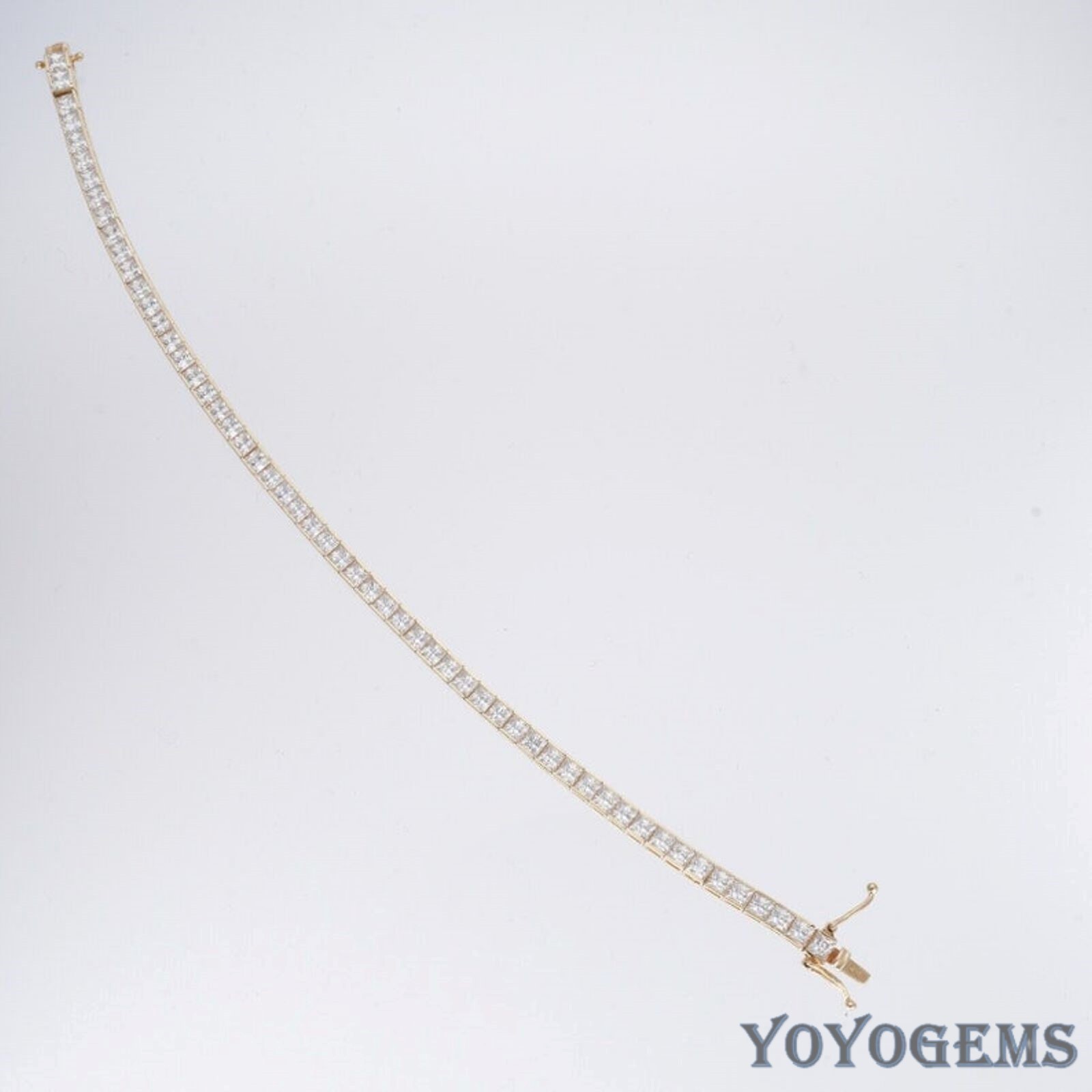 7′ Inch Long Tennis Wedding Bracelet 6 Carat Princess Cut Solid 14K Yellow Gold